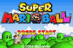 Super Mario Ball title screen for GameBoy Advance